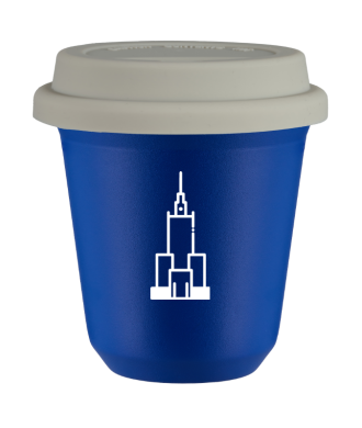 Tasse 150 ml BLEU "Pałac kultury i nauki (blanc)", avec couvercle blanc Tasse 150 ml BLEU "Pałac kultury i nauki (blanc)", avec couvercle blanc