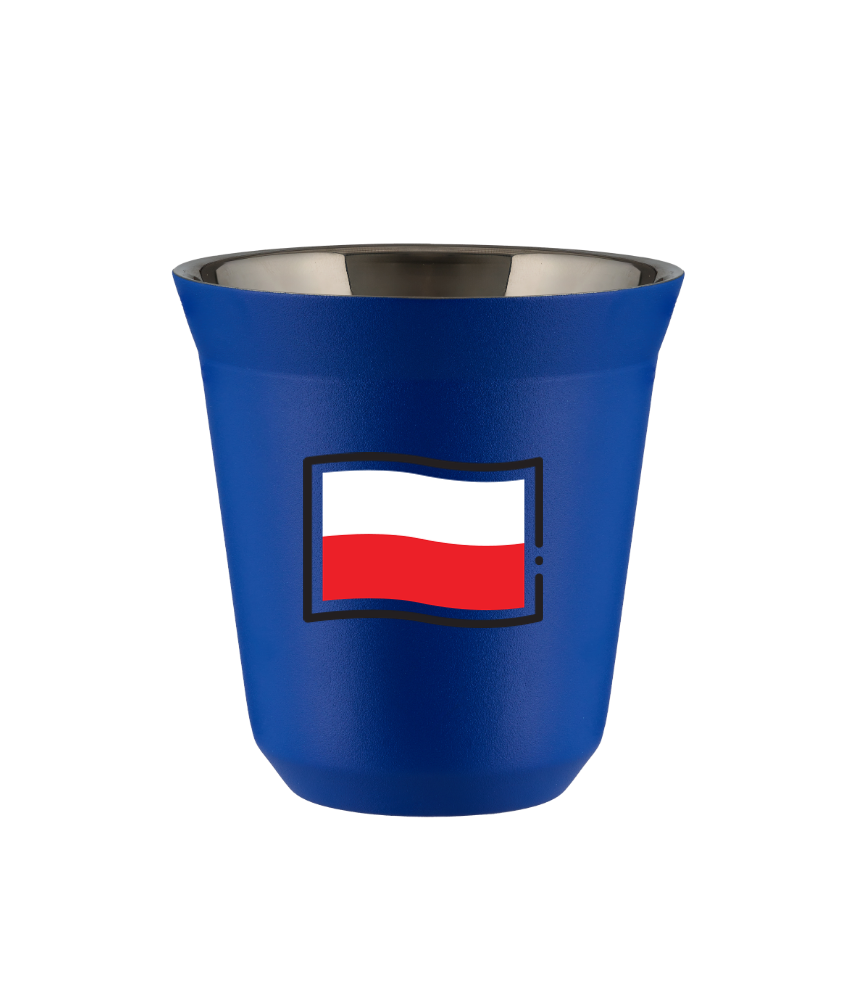Tasse 150 ml BLEU "Drapeau polonais (noir)"