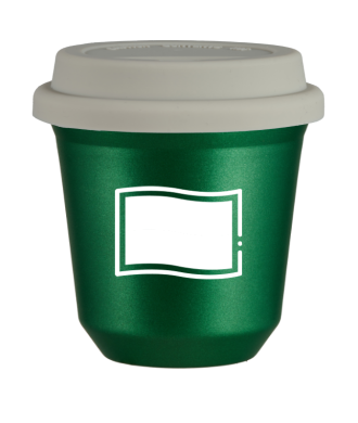 Tasse 80 ml VERT MÉTALLIQUE "Drapeau polonais (blanc)", avec couvercle blanc Tasse 80 ml VERT MÉTALLIQUE "Drapeau polonais (blanc)", avec couvercle blanc