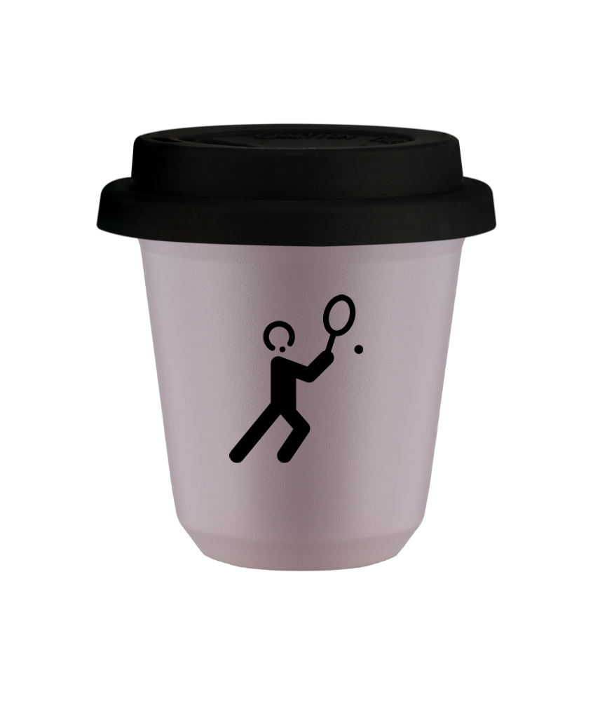 Tasse 150 ml LAVANDE "Tennis 1", avec couvercle noir Tasse 150 ml LAVANDE "Tennis 1", avec couvercle noir