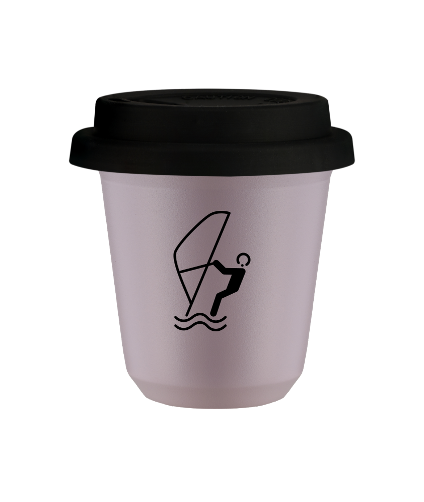 Tasse 150 ml LAVANDE "Sports nautiques (noir)", avec couvercle noir Tasse 150 ml LAVANDE "Sports nautiques (noir)", avec couvercle noir