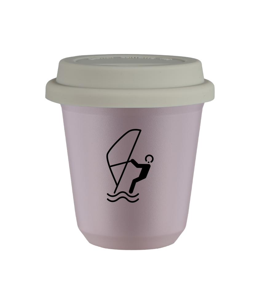 Tasse 150 ml LAVANDE "Sports nautiques (noir)", avec couvercle blanc