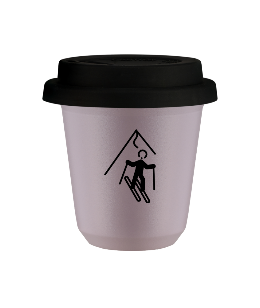 Tasse 150 ml LAVANDE "Ski", avec couvercle noir