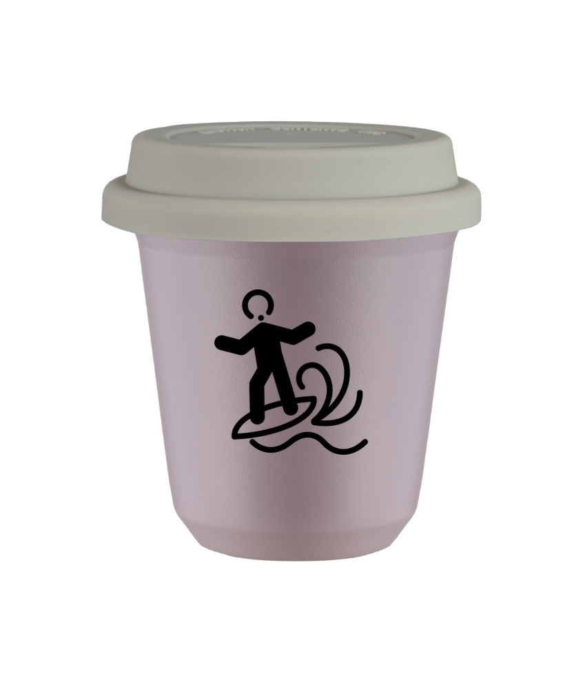 Tasse 150 ml LAVANDE "Planche à voile (noir)", avec couvercle blanc