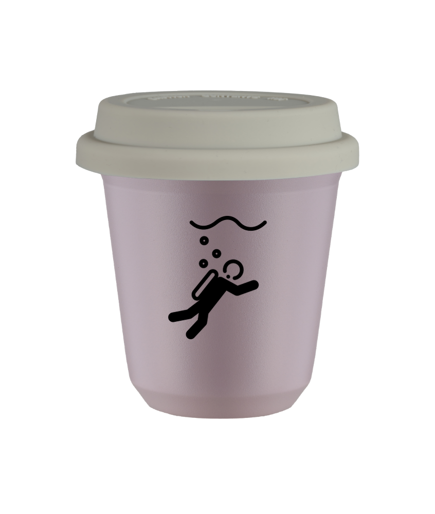 Tasse 150 ml LAVANDE "Plongée", avec couvercle blanc Tasse 150 ml LAVANDE "Plongée", avec couvercle blanc