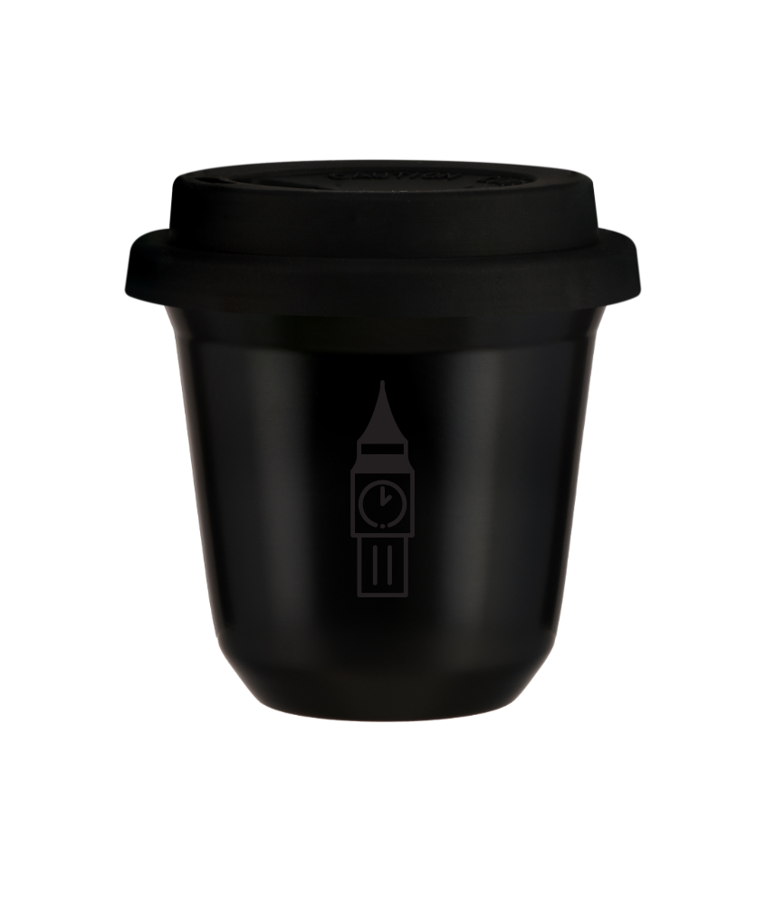 Tasse 80 ml NOIR "BIG BEN", avec couvercle noir