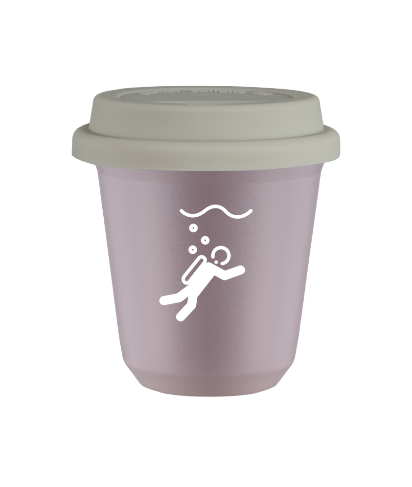 Tasse 150 ml LAVANDE "Plongée (blanc)", avec couvercle blanc Tasse 150 ml LAVANDE "Plongée (blanc)", avec couvercle blanc