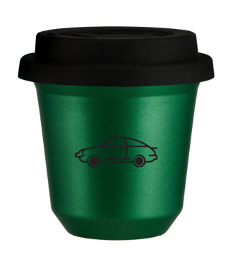 Tasse 80 ml VERT MÉTALLIQUE "Voiture (noir)", avec couvercle noir Tasse 80 ml VERT MÉTALLIQUE "Voiture (noir)", avec couvercle noir