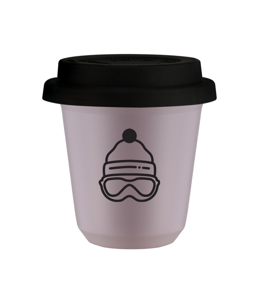 Tasse 150 ml LAVANDE "Casquette", avec couvercle noir Tasse 150 ml LAVANDE "Casquette", avec couvercle noir