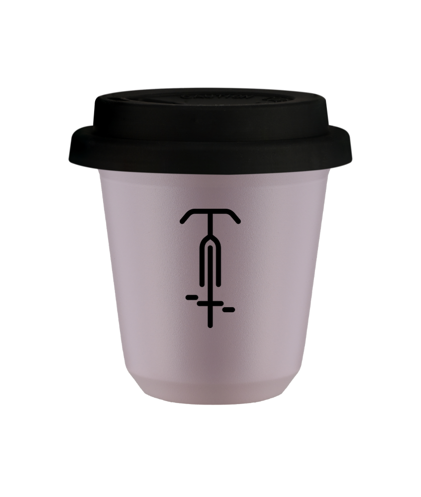 Tasse 150 ml LAVANDE "Cyclisme 1", avec couvercle noir