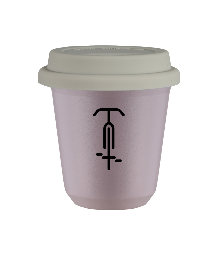 Tasse 150 ml LAVANDE "Cyclisme 1 (noir)", avec couvercle blanc