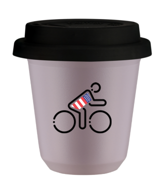 Tasse 150 ml LAVANDE "Cycliste aux couleurs britanniques (noir)", avec couvercle noir Tasse 150 ml LAVANDE "Cycliste aux couleurs britanniques (noir)", avec couvercle noir