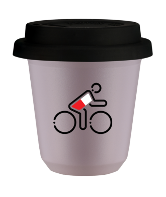 Tasse 150 ml LAVANDE "Cycliste aux couleurs polonaises", avec couvercle noir Tasse 150 ml LAVANDE "Cycliste aux couleurs polonaises", avec couvercle noir
