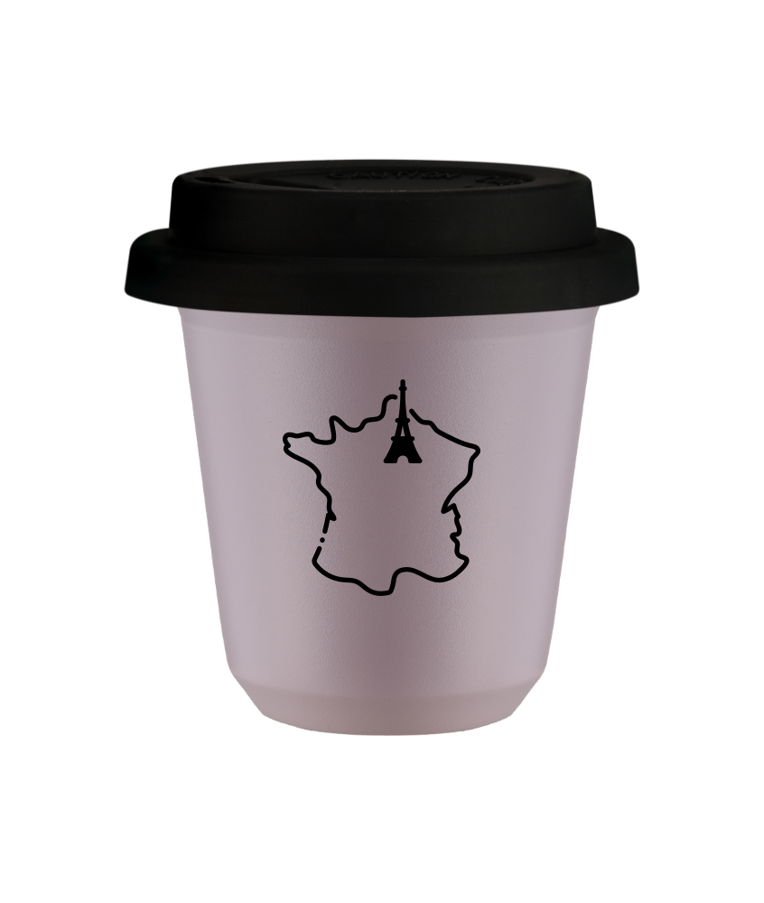 Tasse 150 ml LAVANDE "France", avec couvercle noir