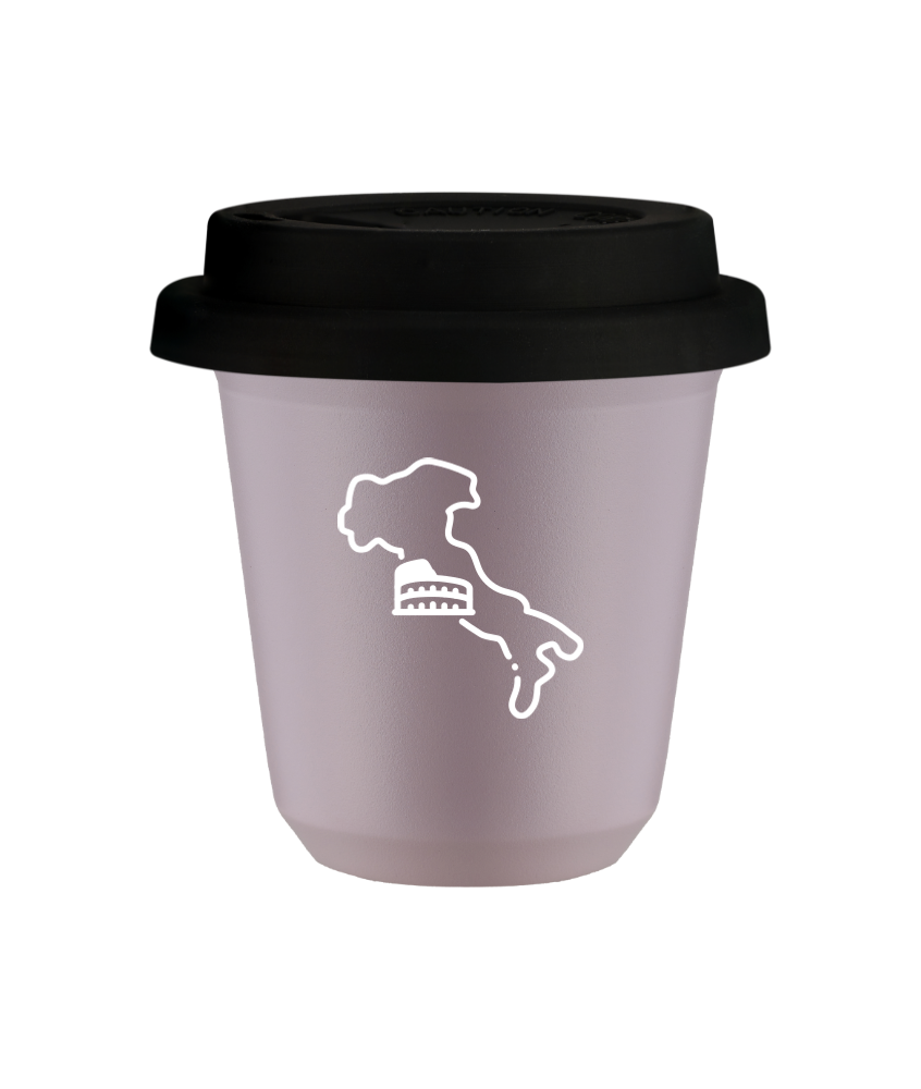 Tasse 150 ml LAVANDE "Italie (blanc)", avec couvercle noir Tasse 150 ml LAVANDE "Italie (blanc)", avec couvercle noir