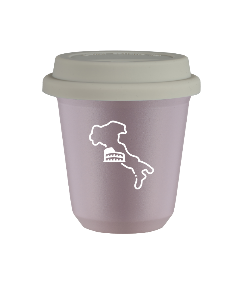 Tasse 150 ml LAVANDE "Italie (blanc)", avec couvercle blanc