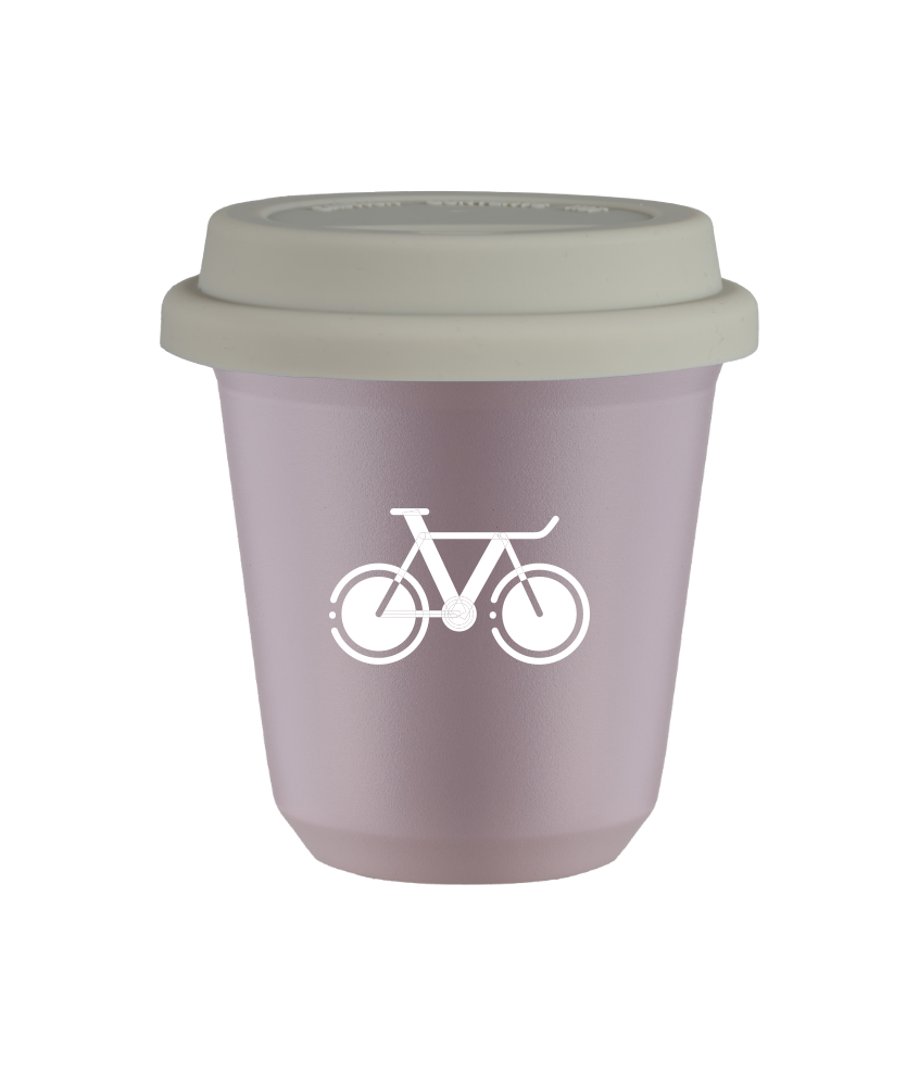 Tasse 150 ml LAVANDE "Vélo 1 (blanc)", avec couvercle blanc Tasse 150 ml LAVANDE "Vélo 1 (blanc)", avec couvercle blanc