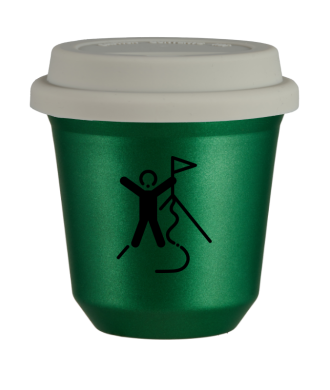 Tasse 80 ml VERT MÉTALLIQUE "Escalade 1 (noir)", avec couvercle blanc Tasse 80 ml VERT MÉTALLIQUE "Escalade 1 (noir)", avec couvercle blanc