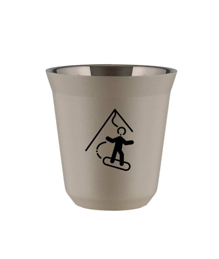 Tasse 150 ml BEIGE "Snowboard (noir)"