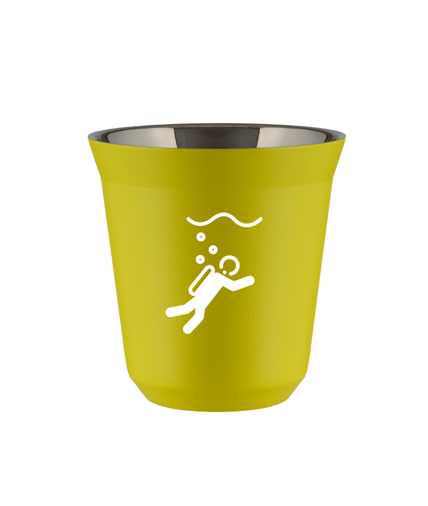 Tasse 150 ml JAUNE "Plongée (blanc)" Tasse 150 ml JAUNE "Plongée (blanc)"