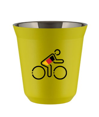 Tasse 150 ml JAUNE "Cycliste aux couleurs allemandes (noir)" Tasse 150 ml JAUNE "Cycliste aux couleurs allemandes (noir)"