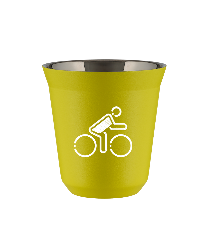 Tasse 150 ml JAUNE "Cycliste aux couleurs britanniques (blanc)"