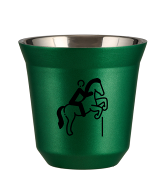 Tasse 80 ml VERT MÉTALLIQUE "Équitation 1 (noir)" Tasse 80 ml VERT MÉTALLIQUE "Équitation 1 (noir)"