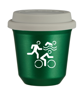 Tasse 80 ml VERT MÉTALLIQUE "Sports (blanc)", avec couvercle blanc Tasse 80 ml VERT MÉTALLIQUE "Sports (blanc)", avec couvercle blanc