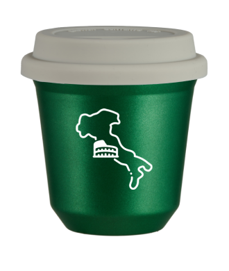 Tasse 80 ml VERT MÉTALLIQUE "Italie (blanc)", avec couvercle blanc Tasse 80 ml VERT MÉTALLIQUE "Italie (blanc)", avec couvercle blanc
