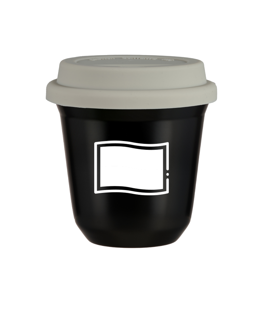 Tasse 80 ml NOIR "Drapeau polonais (blanc)", avec couvercle blanc