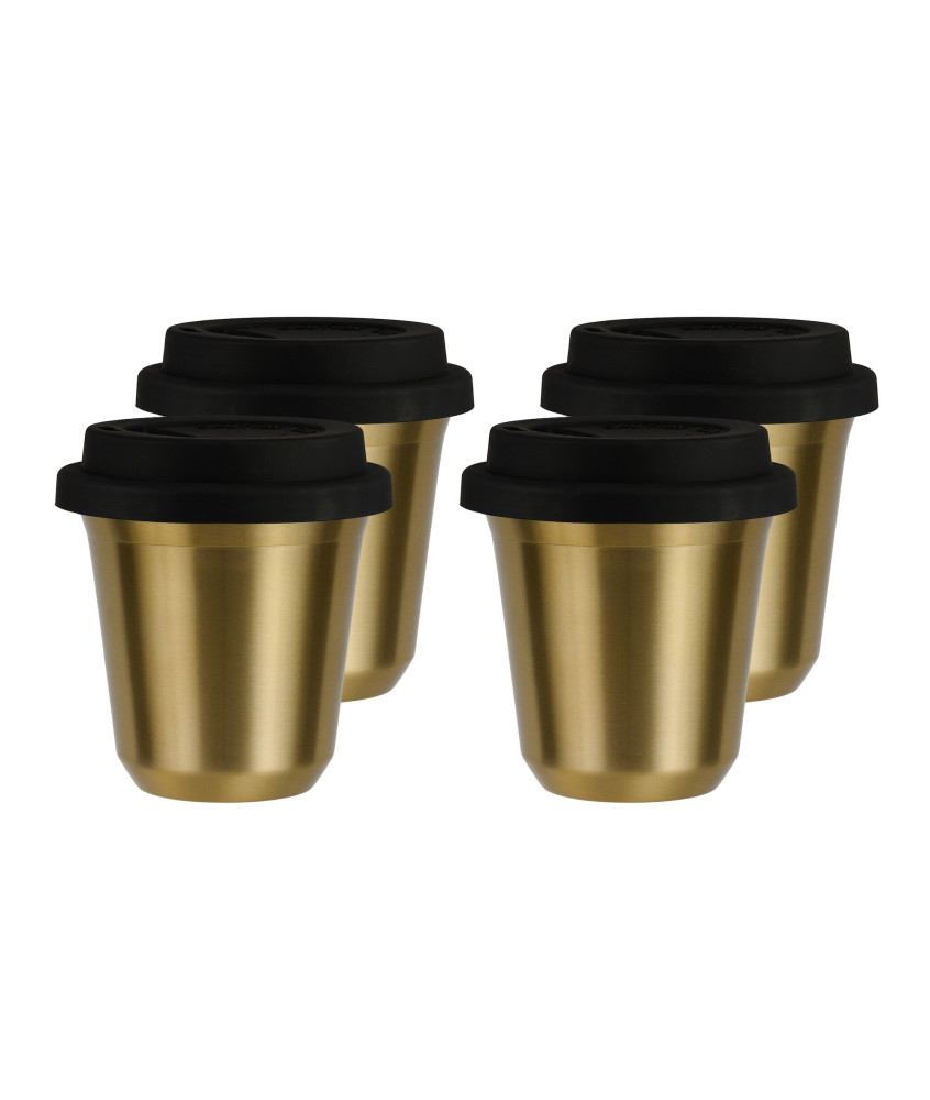 Set de 4 tasses dorées 80 ml avec couvercle Set de 4 tasses dorées 80 ml avec couvercle