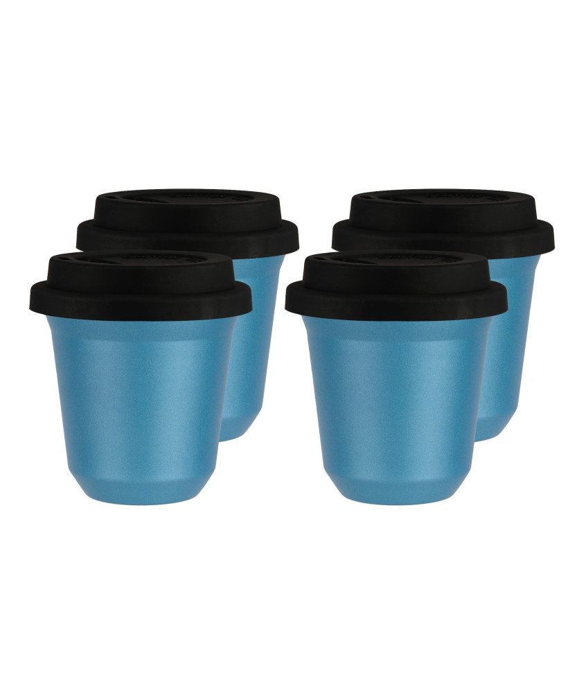 Set de 4 tasses bleu clair 240 ml avec couvercle Set de 4 tasses bleu clair 240 ml avec couvercle