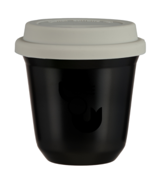Tasse 80 ml NOIR "WARSZAWSKA SYRENKA (noir)", avec couvercle blanc Tasse 80 ml NOIR "WARSZAWSKA SYRENKA (noir)", avec couvercle blanc