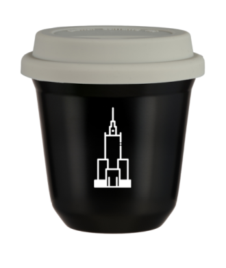 Tasse 80 ml NOIR "Pałac kultury i nauki (blanc)", avec couvercle blanc Tasse 80 ml NOIR "Pałac kultury i nauki (blanc)", avec couvercle blanc