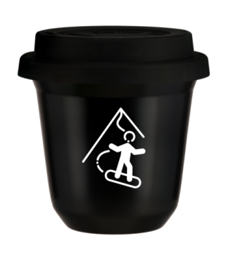 Tasse 80 ml NOIR "Snowboard (blanc)", avec couvercle noir Tasse 80 ml NOIR "Snowboard (blanc)", avec couvercle noir