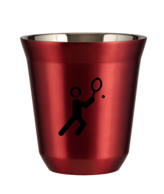 Tasse 80 ml ROUGE MÉTALLIQUE "Tennis 1 (noir)" Tasse 80 ml ROUGE MÉTALLIQUE "Tennis 1 (noir)"
