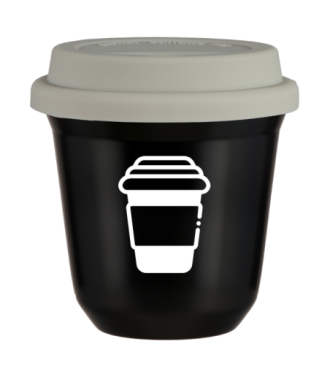Tasse 80 ml NOIR, avec couvercle blanc Tasse 80 ml NOIR, avec couvercle blanc