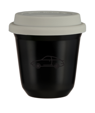 Tasse 80 ml NOIR "Voiture", avec couvercle blanc Tasse 80 ml NOIR "Voiture", avec couvercle blanc