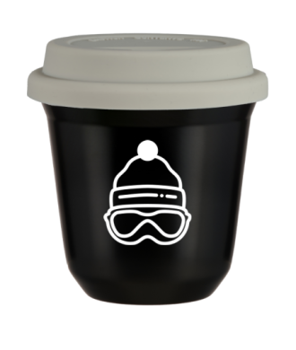 Tasse 80 ml NOIR "Casquette (blanc)", avec couvercle blanc Tasse 80 ml NOIR "Casquette (blanc)", avec couvercle blanc