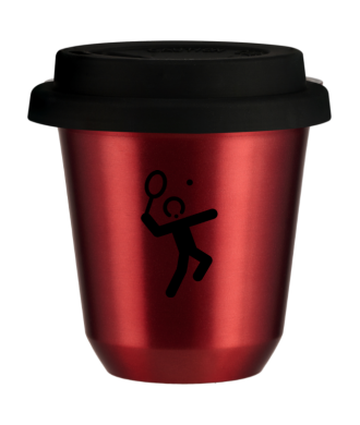 Tasse 80 ml ROUGE MÉTALLIQUE "Tennis 2", avec couvercle noir Tasse 80 ml ROUGE MÉTALLIQUE "Tennis 2", avec couvercle noir