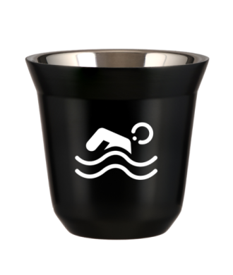 Tasse 80 ml NOIR "Natation (blanc)" Tasse 80 ml NOIR "Natation (blanc)"