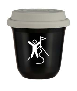 Tasse 80 ml NOIR "Escalade 1 (blanc)", avec couvercle blanc Tasse 80 ml NOIR "Escalade 1 (blanc)", avec couvercle blanc