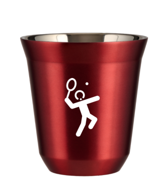 Tasse 80 ml ROUGE MÉTALLIQUE "Tennis 2 (blanc)" Tasse 80 ml ROUGE MÉTALLIQUE "Tennis 2 (blanc)"