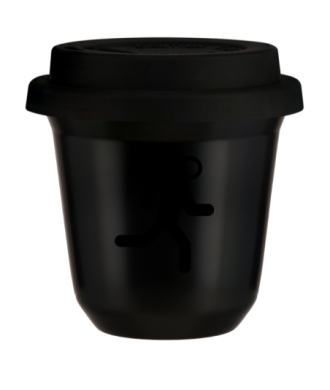 Tasse 80 ml NOIR "Coureur", avec couvercle noir Tasse 80 ml NOIR "Coureur", avec couvercle noir
