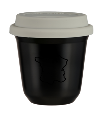 Tasse 80 ml NOIR "France", avec couvercle blanc Tasse 80 ml NOIR "France", avec couvercle blanc