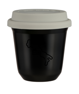 Tasse 80 ml NOIR "Italie", avec couvercle blanc Tasse 80 ml NOIR "Italie", avec couvercle blanc