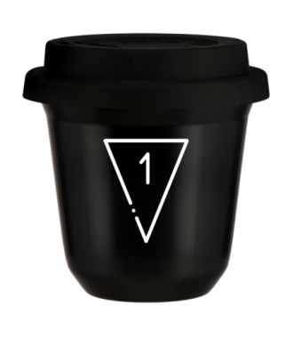 Tasse 80 ml NOIR "1 (blanc)", avec couvercle noir Tasse 80 ml NOIR "1 (blanc)", avec couvercle noir