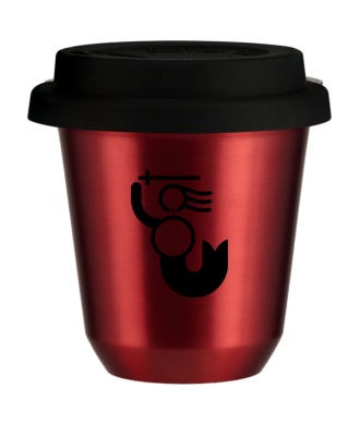 Tasse 80 ml ROUGE MÉTALLIQUE "WARSZAWSKA SYRENKA", avec couvercle noir Tasse 80 ml ROUGE MÉTALLIQUE "WARSZAWSKA SYRENKA", avec couvercle noir