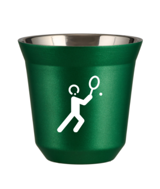 Tasse 80 ml VERT MÉTALLIQUE "Tennis 1 (blanc)" Tasse 80 ml VERT MÉTALLIQUE "Tennis 1 (blanc)"
