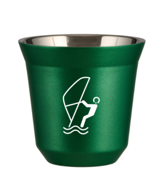 Tasse 80 ml VERT MÉTALLIQUE "Sports nautiques (blanc)" Tasse 80 ml VERT MÉTALLIQUE "Sports nautiques (blanc)"
